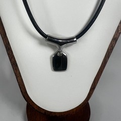 Vintage Retired Lia Sophia Anew Silver Tone Slide Pendant 19″ Necklace Black