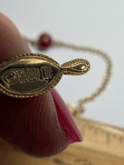 Vintage Sarah Coventry 1974 “Venetian Treasure” Gold Y Style with Red Glass Bead