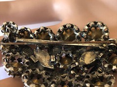 Antique Made in Australia Topaz Crystral Leaf Pin Brooch