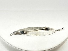 Vintage Beau Sterling silver Leaf brooch Pin long MCM signed 3 1/8″