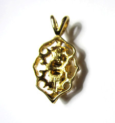 Vintage 1970s G.E.P Lind Pendant Goldtone Metal Onyx White CZ Faceted Stones