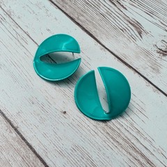 Vintage Stud Earrings For Pierced Ears Unusual Teal 7/8″