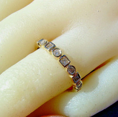 Original EARTH MINED DIAMOND Deco Wedding Band SOLID 14K GOLD Anniversary Ring 7