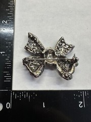 Bow Green AB Rhinestone Vintage Pin Brooch J-595