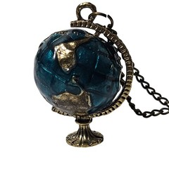 Vintage Globe Pendant Necklace Binoculars Charm Traveler Hiker Adventure