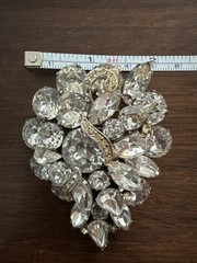 Vintage Weiss Rhinestone Brooch Statement Pin Crystal Silver Tone Gold Accent