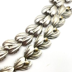 Vintage Tulip Bud Link Necklace Silver Tone Bib Statement 18″
