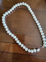 VINTAGE CULTURED 9-10 mm PEARL NECKLACE W/ 14K SOLID WHITE GOLD CLASP 18 inch