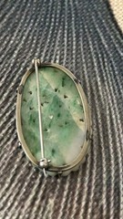 #0075: Vintage Jadeite Carved Floral and Butterfly Motif – Green & White Brooch