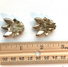 Vntg 1950s 1960s crown prong set rhinestone earrings Juliana milkglass AB stones