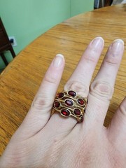 2008 Avon Multi Row Red Rhinestone Ring.