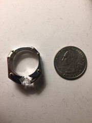 VTG Michael Valittuti 3ct CZ Tension Set NH Stainless Steel Square Band Ring SZ9