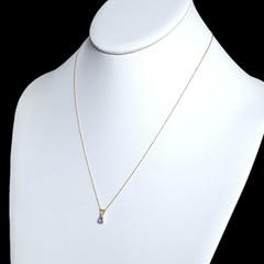 Estate Diamond Tanzanite 14k Yellow Gold Pendant on 10k Gold Chain Necklace Gift