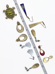 11pc Vintage Enamel Jewelry Lot 5 Pair Earrings Turtle Brooch Cloisonne