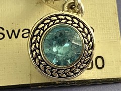 NAPIER Silver Tone Blue Swarovski Crystal Drop Pierced Earrings, NEW ON CARD