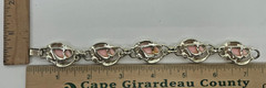 VTG Lipstick Pink thermoset Lucite Rhinestone Gold-tone 5-link bracelet MCM