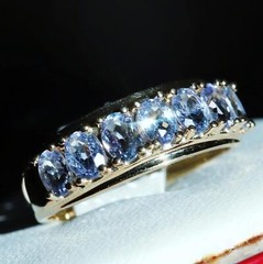 10k yellow gold ring 1.00ct natural tanzanite size 6 band vintage 2.15gr N3511