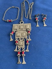 Vintage Tribal-Style Jewelry Demi-Parure Set – Necklace, Bracelet & Earrings