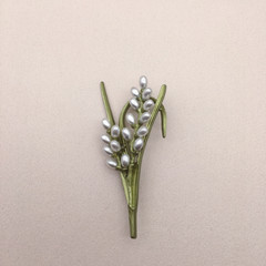 Retro Green Plant Leaf Pearl Brooch Flower Pin Women Jewelry Accessory Gift