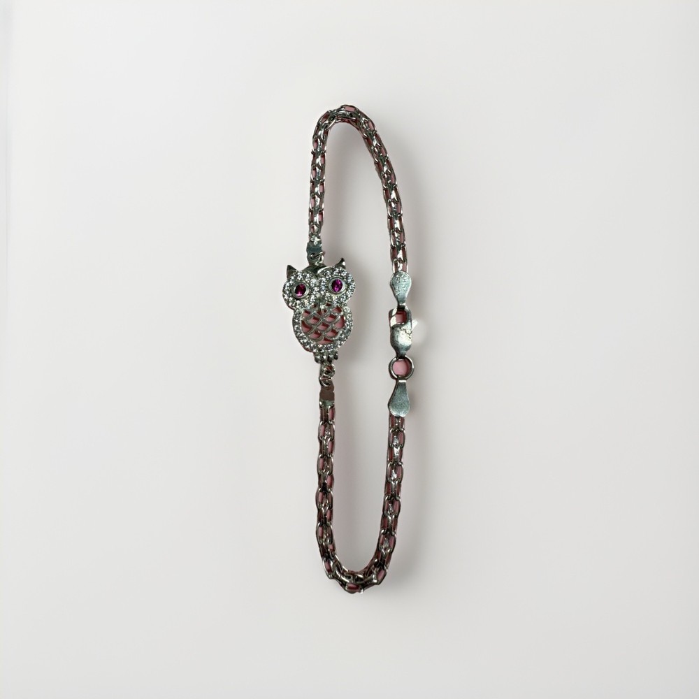 925 Sterling Silver Bracelt Owl Design Pulsera Plata Mexicana Buho Size 7