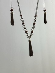 1960’s Boho Chic style Red Jasper Necklace & Earrings Retro Vintage