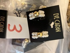 Vintage Eve Caran 1980’s/1990’s FABRICATED PEARL VINTAGE CLIP EARRINGS NWT St#03