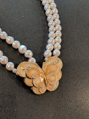 Kenneth Jay Lane KJL Avon Double Strand Faux Pearl Butterfly Necklace N110