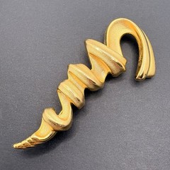 Vintage Tona Modernist Twist Corkscrew Swirl Shiny & Matte Gold Tone Brooch
