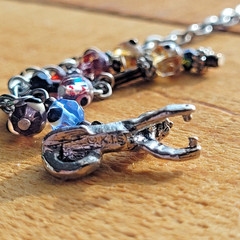Charm Necklace Vintage K.I.S. Keep It Sensational Silvertone Animals Glass Beads
