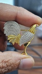 0.80 Ct Round Cut Real Moissanite Women’s Moon Brooch Pin 14K Yellow Gold Plated