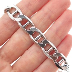 925 Sterling Silver Vintage Italy Anchor Mariner Link Bracelet 8.75″