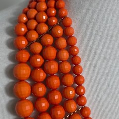 Vibrant Orange Multi-Strand Beaded Bib Necklace Graduated Layers