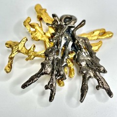 Rare Hattie Carnegie Brooch Pin Brutalist Abstract Art Black & Gold tone MCM