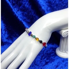 vintage .925 sterling silver cross w/ stones/glass/acrylic and metal beads brace