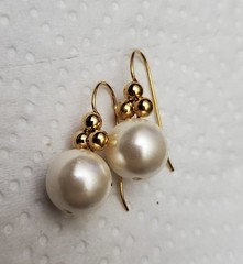 Impressive Pierced Faux Pearl Earrings**Goldtone Ear Wires**