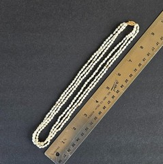 Vintage 14K Gold Three Strand Freshwater Pearl Bead Necklace
