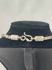 Vintage 925 Sterling Silver Snake Chain With Red Glass Pendant