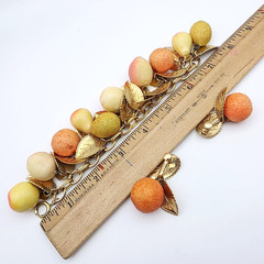 RARE! Napier Fruit Salad Charm Bracelet & Earrings, Peach, Nectarine, Pear Lemon