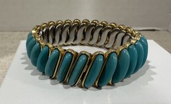 VTG Antique Signed DFB Co CARMELITA Expansion Bracelet Turquoise Blue Color GF