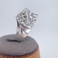 Three Dimensional Lion Head Statement Ring VTG Sterling Silver 925 Size 11.75