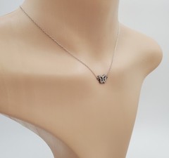 VTG 925 FAS Butterfly Necklace 16in Adjustable Sterling Silver Choker Thailand