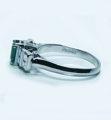 Vintage Asscher Diamond Emerald Platinum Ring Band