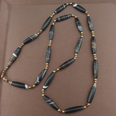 Vintage Tiny Sulaimani Natural Eyes Agate Beads Necklace 24in 6.2–24.2mm