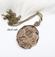 Brass Cameo Maiden Necklace, Art Nouveau Romantic Handmade Victorian Jewelry