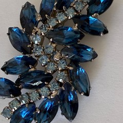 Vintage Blue Crystal Brooch Pin