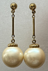 Lot of 4 Vintage Faux Pearl Gold Tone Pierced Earrings 1950s-1960s