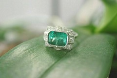 4 CT Green Emerald Cut CZ Art Deco Antique Style Wedding Ring In Sterling Silver