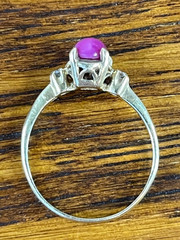 1960’s Pink Star Sapphire Ring 10K Gold Diamond Size 6.25 not blue Vintage