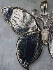Vintage Faux Abalone Butterfly Pendent Silver Tone Large