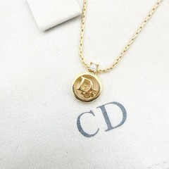 Christian Dior CD Logo Gold Necklace with Pouch 39-44cm